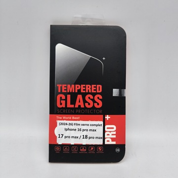 Film Verre Trempé Complet pour Iphone 16 pro max - 17 pro max - 18 pro max contour noir